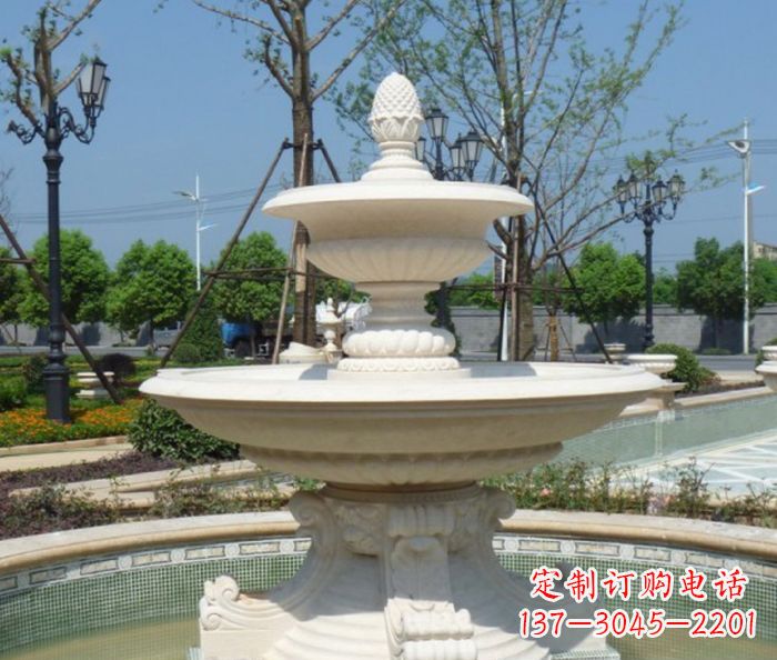 湖南全新款白玉多层喷泉雕塑