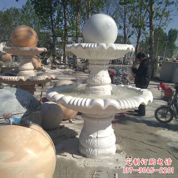 湖南汉白玉风水球,高端定制雕塑