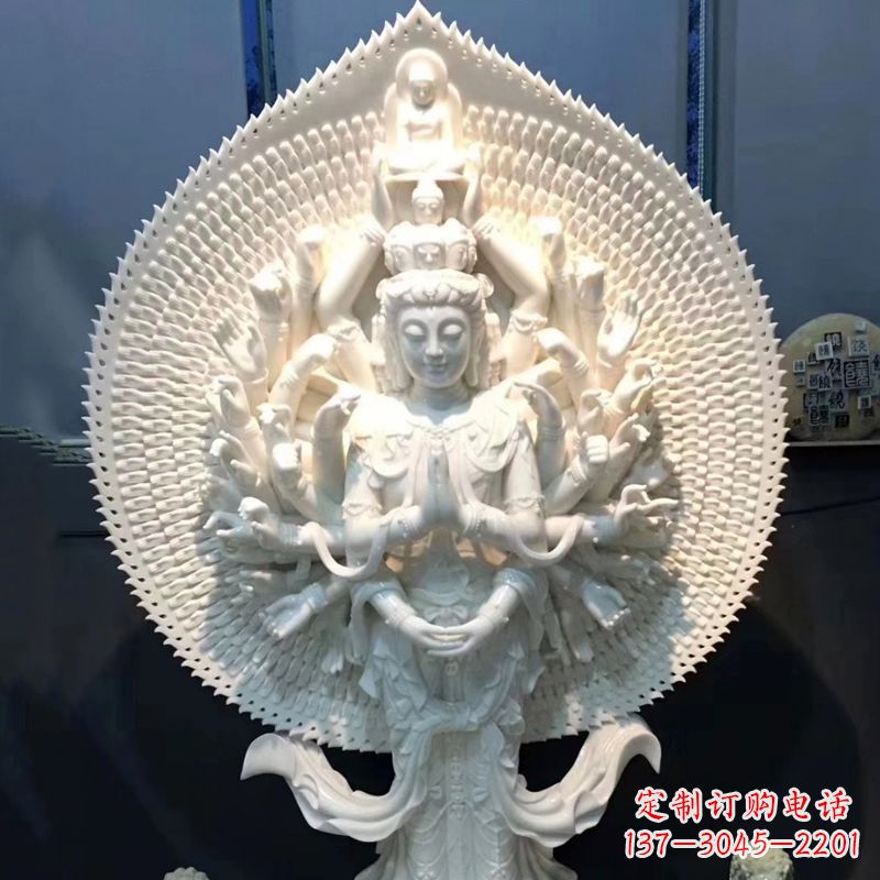 湖南汉白玉浮刻千手观音雕塑