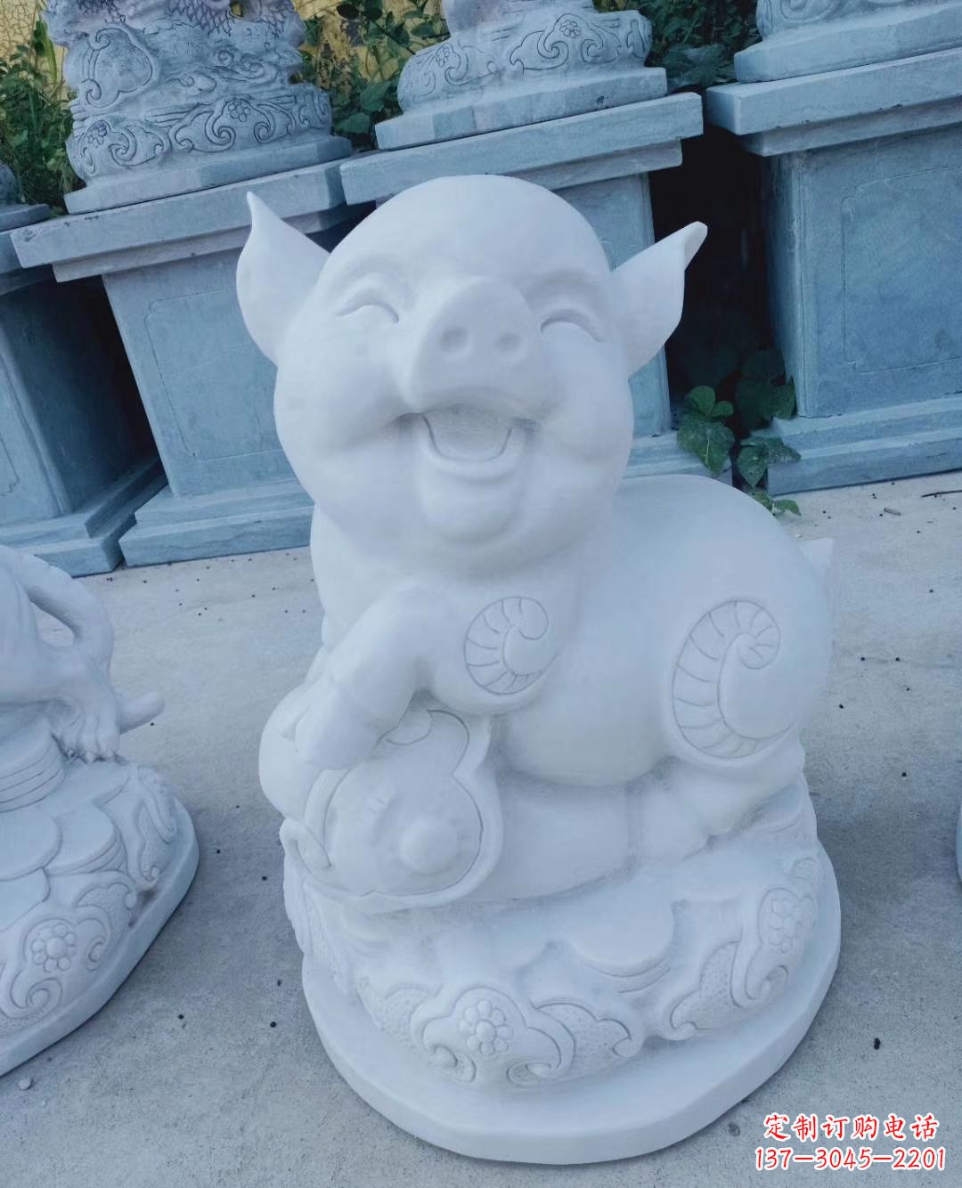 湖南汉白玉公园动物十二生肖石雕