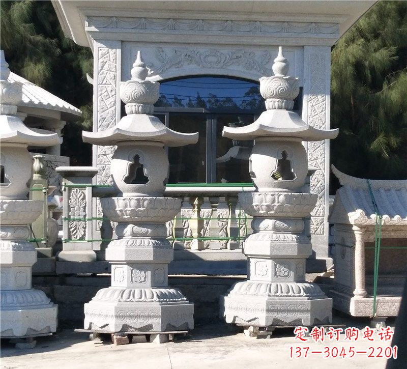 湖南汉白玉公园灯笼雕塑