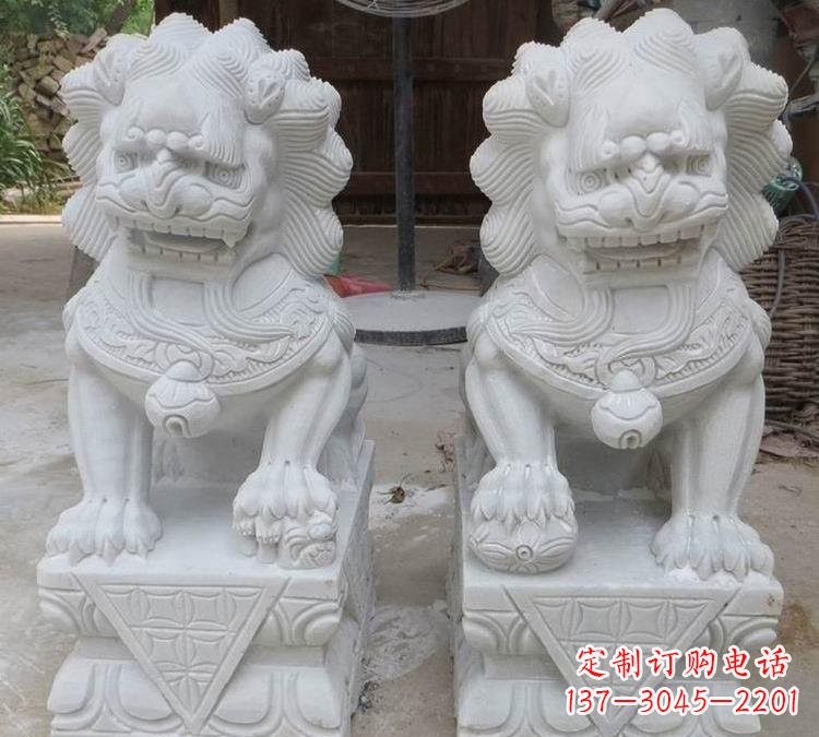 湖南汉白玉精美狮子雕塑