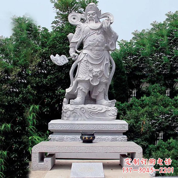 湖南汉白玉关公雕塑,融入神秘历史色彩