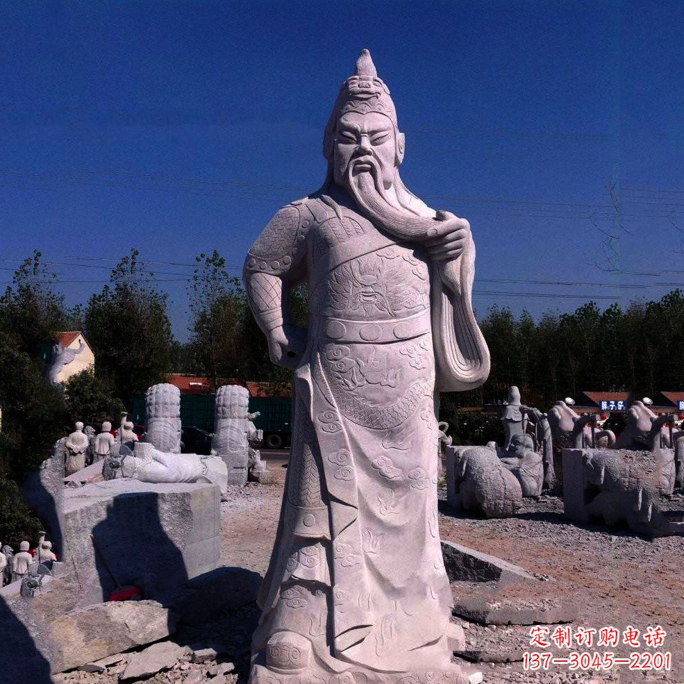 湖南中领雕塑-精致关羽石雕塑