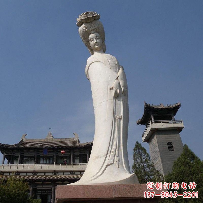 湖南汉白玉贵妃石雕像-唐朝著名美女杨玉环景区人物雕塑