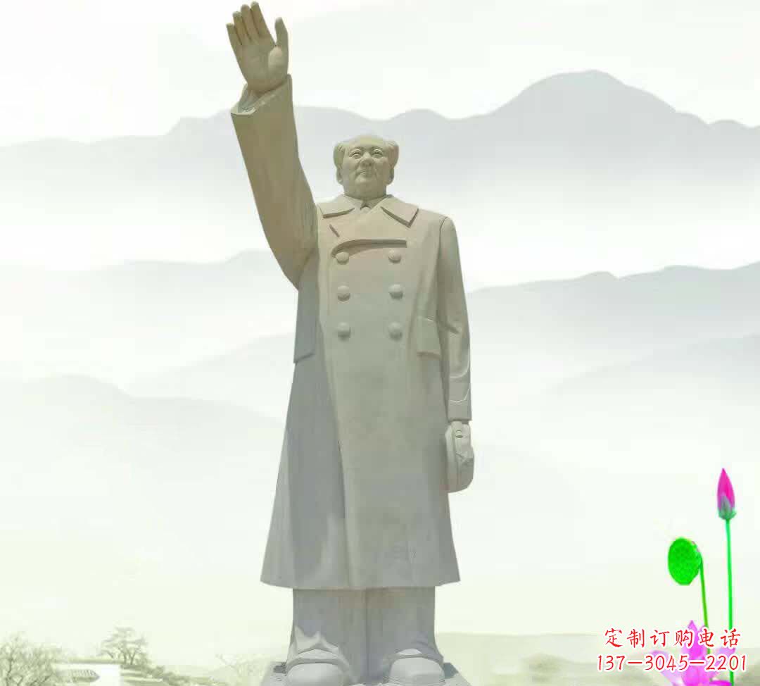 湖南汉白玉挥手毛泽东雕塑