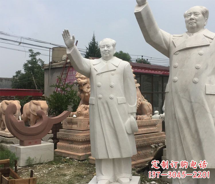 湖南雕刻伟人的光辉历史——汉白玉挥手的毛主席广场伟人石雕