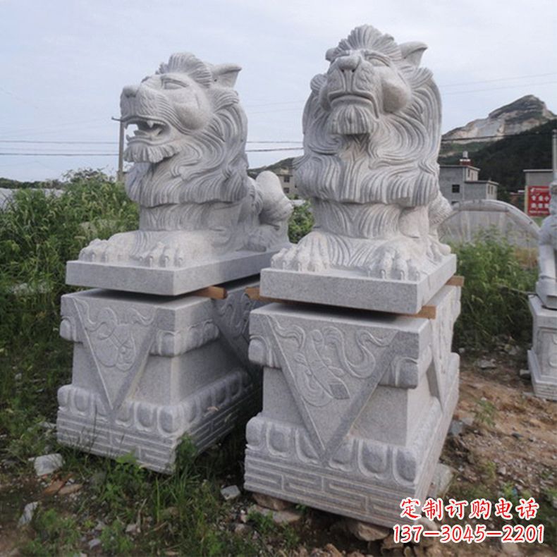 湖南汇丰狮子石雕,精美雕塑展现霸气