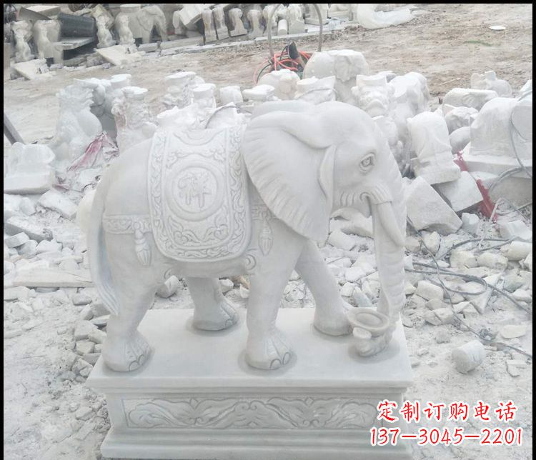 湖南汉白玉吉祥大象雕塑