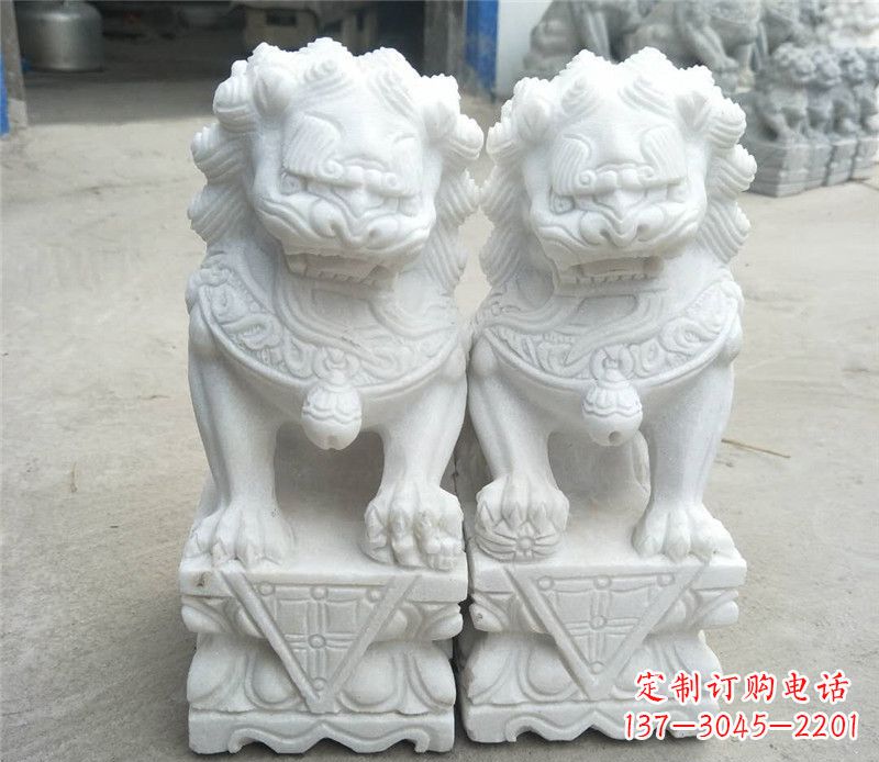 湖南汉白玉酒店吉祥狮子门墩
