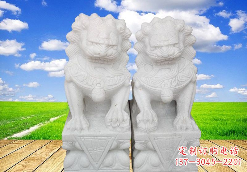 湖南汉白玉狮子雕塑表达勇士之气