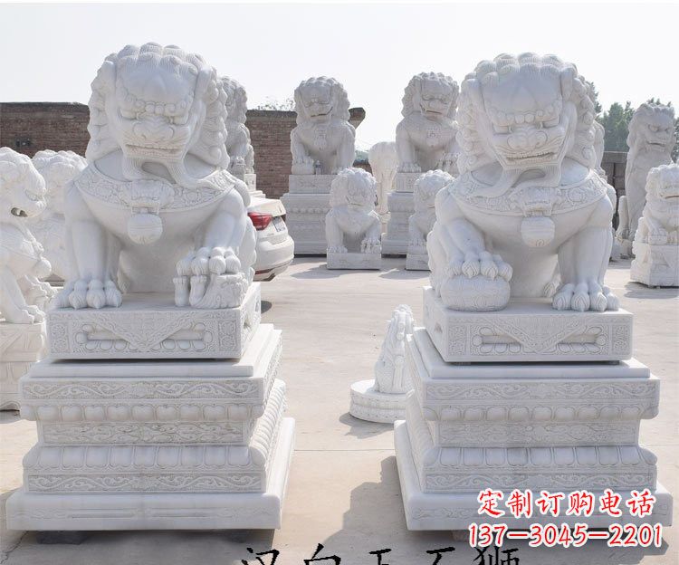 湖南汉白玉看门狮子雕塑