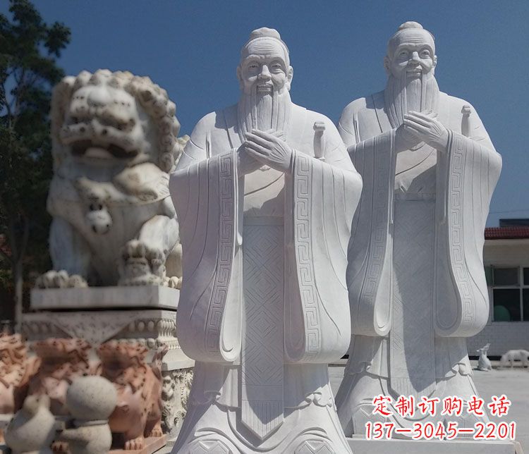 湖南以瑰丽石雕塑令孔子长存——汉白玉孔子校园古代名人石雕