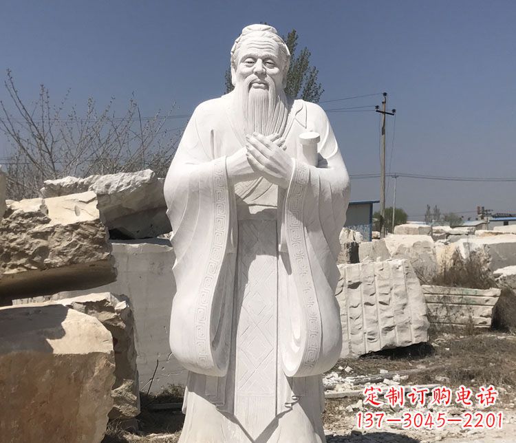 湖南汉白玉孔子行教像学校古代名人石雕