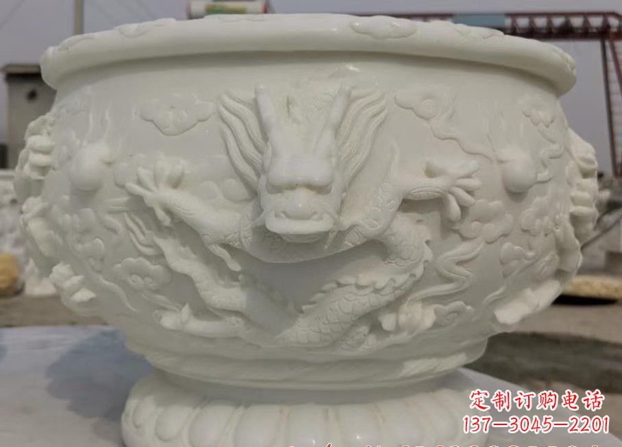 湖南中领雕塑汉白玉龙鱼缸雕塑,是由专业雕塑定…