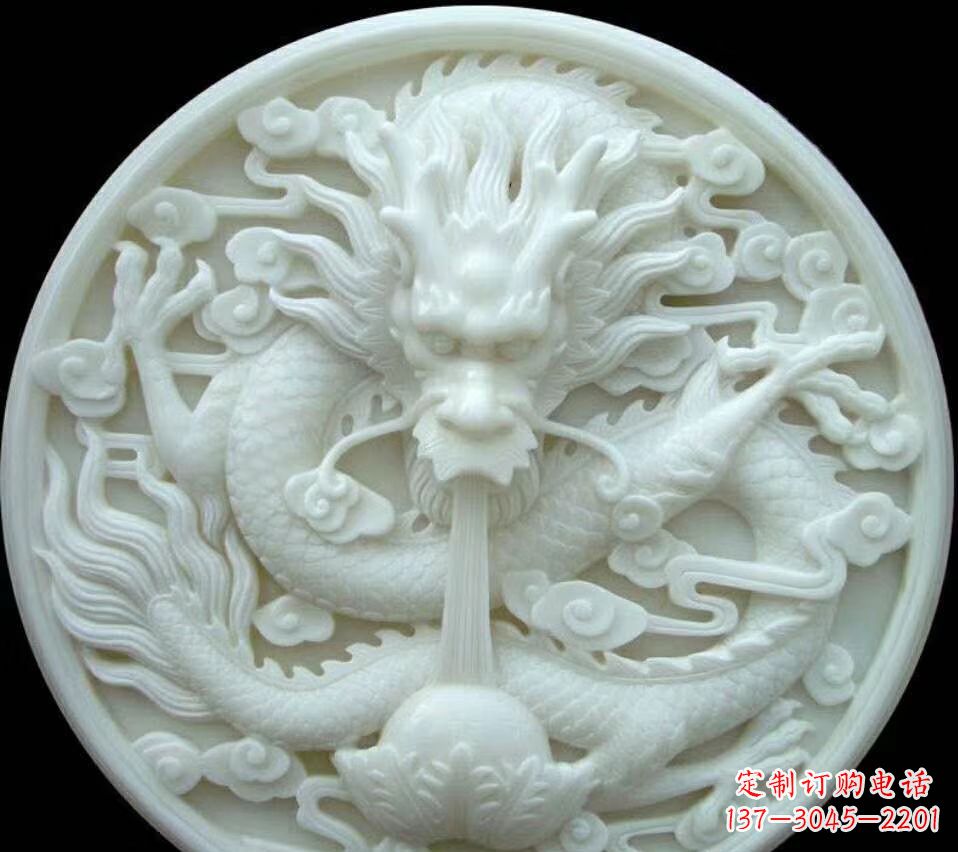 湖南汉白玉雕刻龙头摆件,悠然吟诗引领风尚