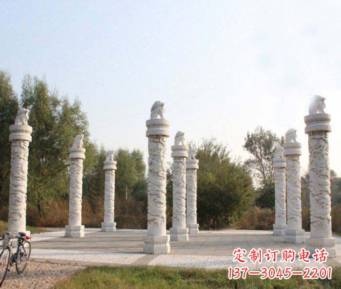 湖南高级汉白玉龙柱广场文化柱石雕