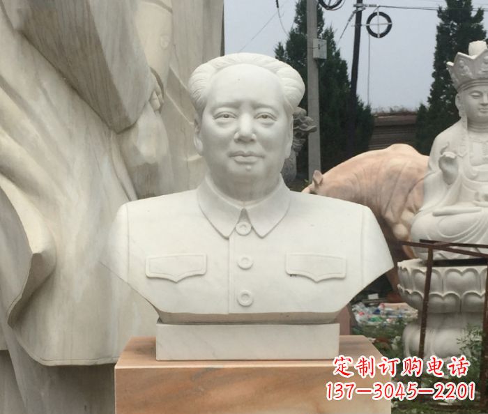 湖南高端汉白玉毛主席胸像校园伟人石雕