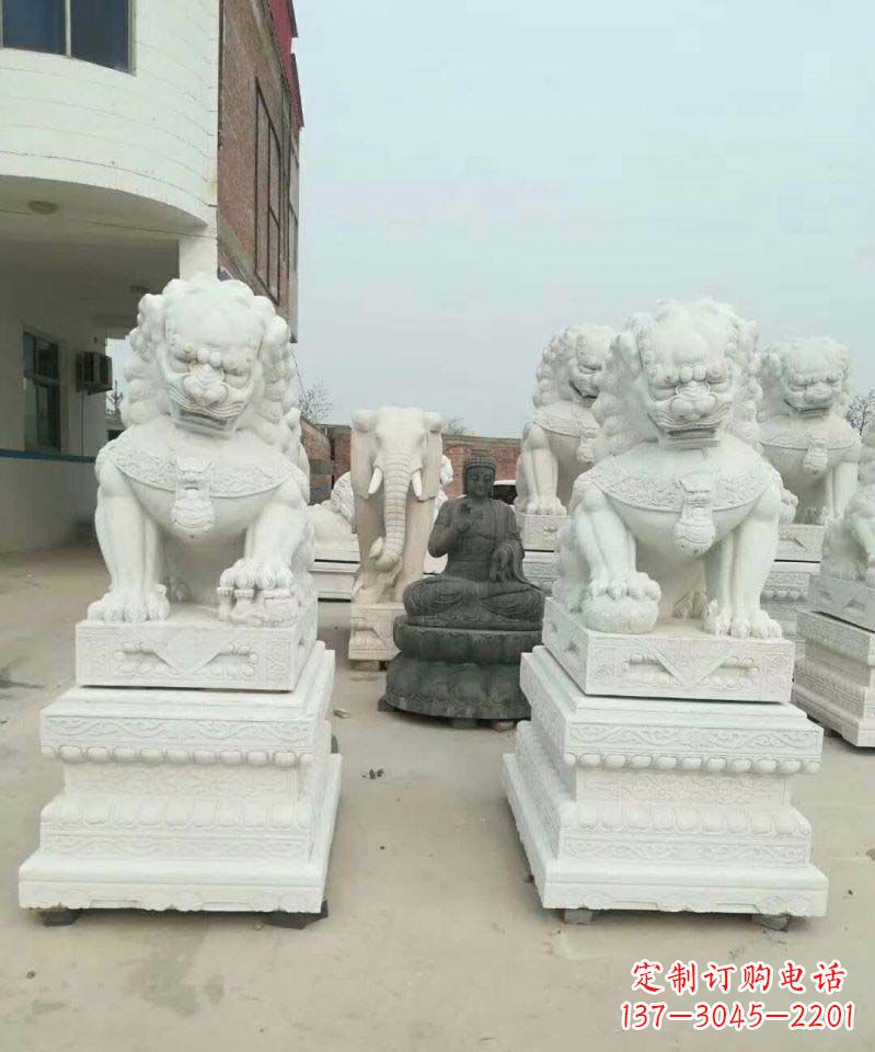 湖南汉白玉门口狮子雕塑