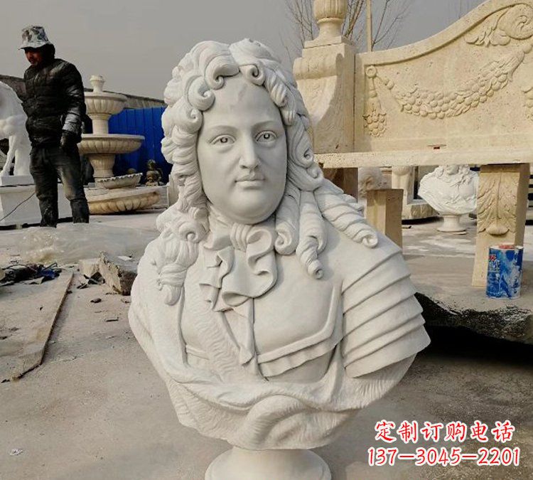 湖南汉白玉牛顿头像雕塑,尊享经典