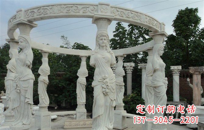 湖南汉白玉欧式凉亭雕塑,尽享悠然凉意