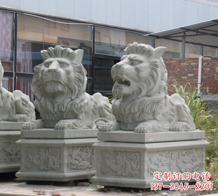 湖南汉白玉欧式狮子石雕