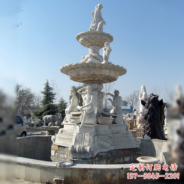湖南汉白玉欧式人物喷泉