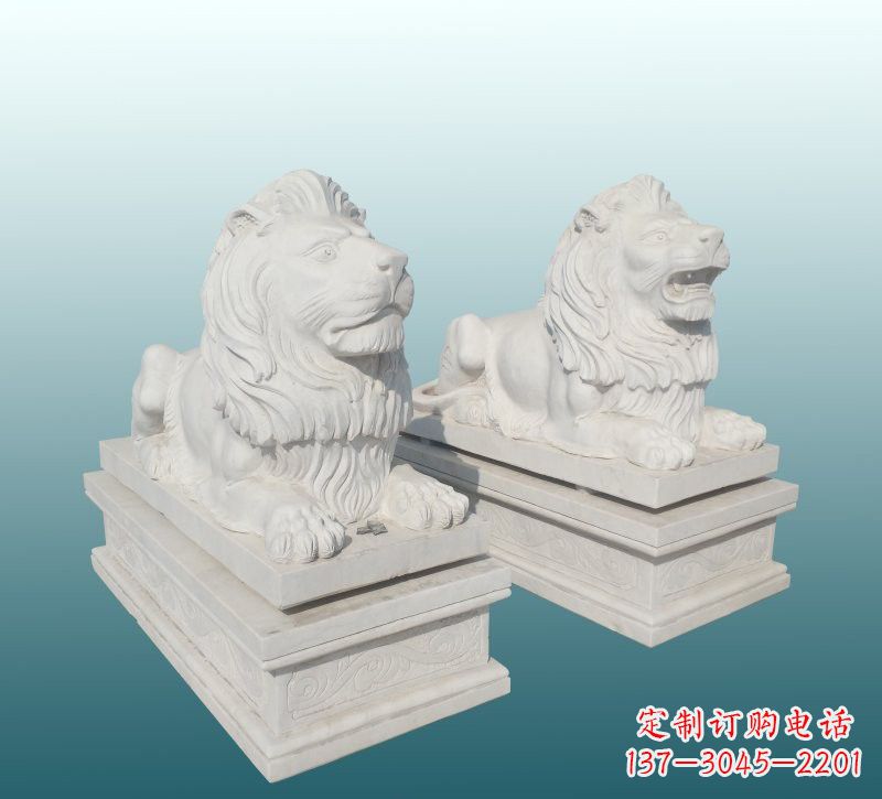 湖南汉白玉欧式西洋狮子石雕