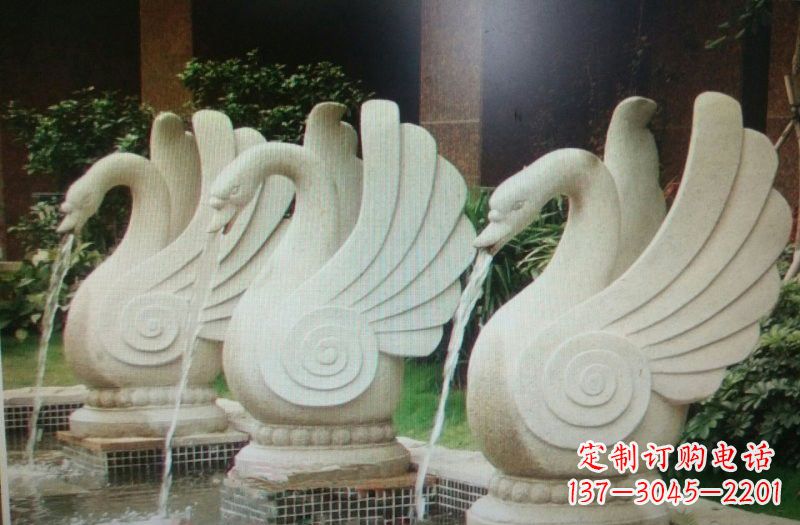 湖南汉白玉喷水天鹅石雕
