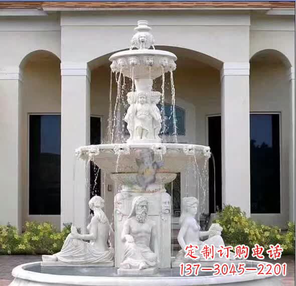 湖南汉白玉精美完美的喷泉雕塑