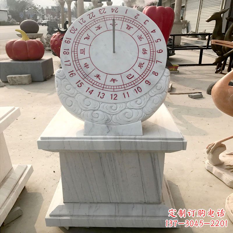 湖南精美汉白玉日晷石雕,给您带来精致的收藏价值