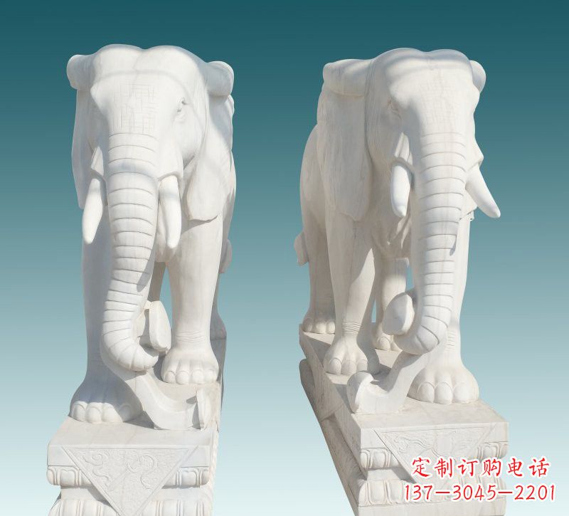 湖南昂贵的汉白玉大象雕塑,招财又招福
