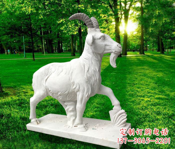 湖南汉白玉精美山羊雕塑