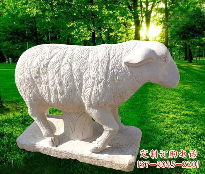湖南中领雕塑的汉白玉山羊石雕是一件雕刻精美的…