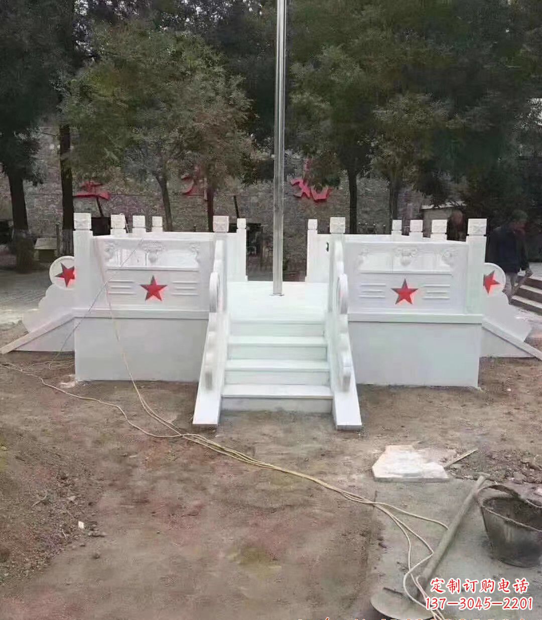 湖南高贵典雅的汉白玉升旗台石雕