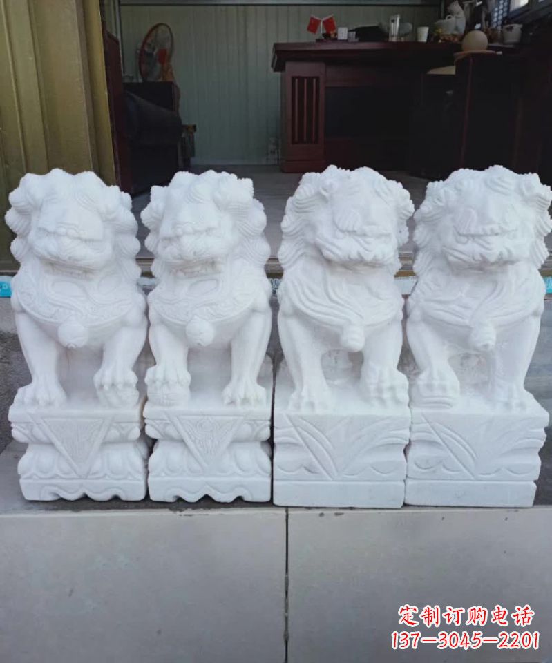 湖南汉白玉狮子雕塑1