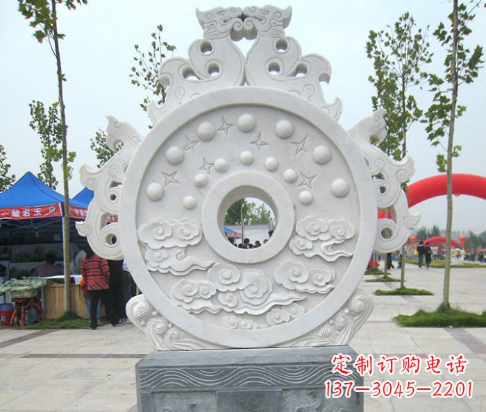 湖南精雕细琢汉白玉双龙石门墩雕塑