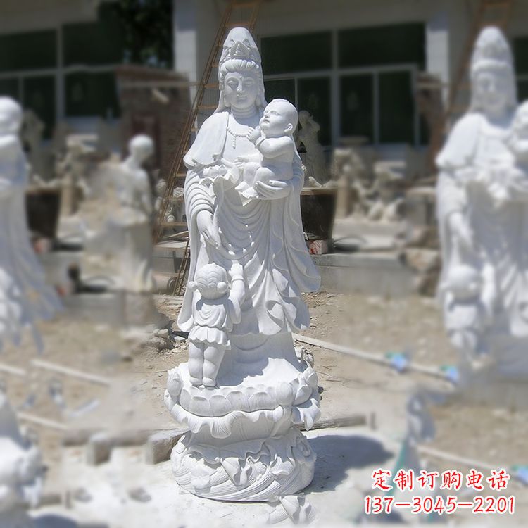 湖南手工精美的汉白玉观音像
