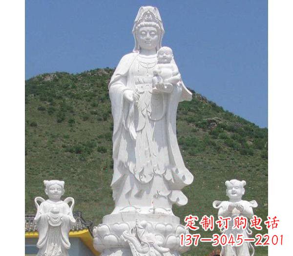 湖南汉白玉观音善财童子龙女雕塑