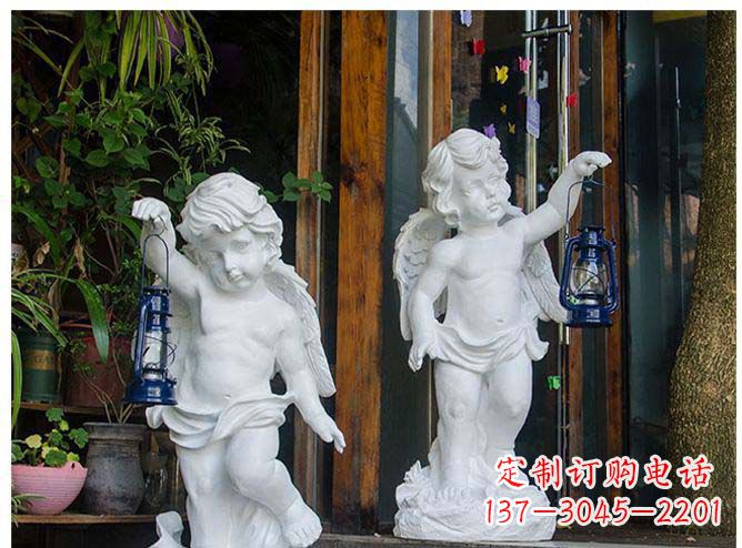 湖南白玉天使雕塑,夜晚的灯火璀璨