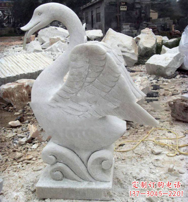 湖南汉白玉天鹅喷泉,小区售楼部装饰喷水天鹅雕塑摆件