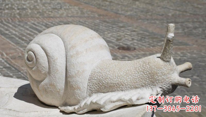湖南汉白玉蜗牛动物石雕