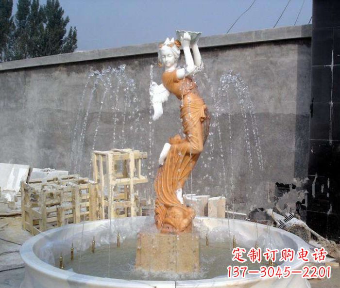 湖南高端石膏西方人物公园喷泉雕塑