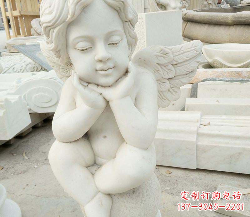 湖南汉白玉小天使西方儿童石雕,让孩子们拥有属于自己的天使