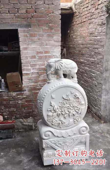 湖南汉白玉小象抱鼓石雕塑之美