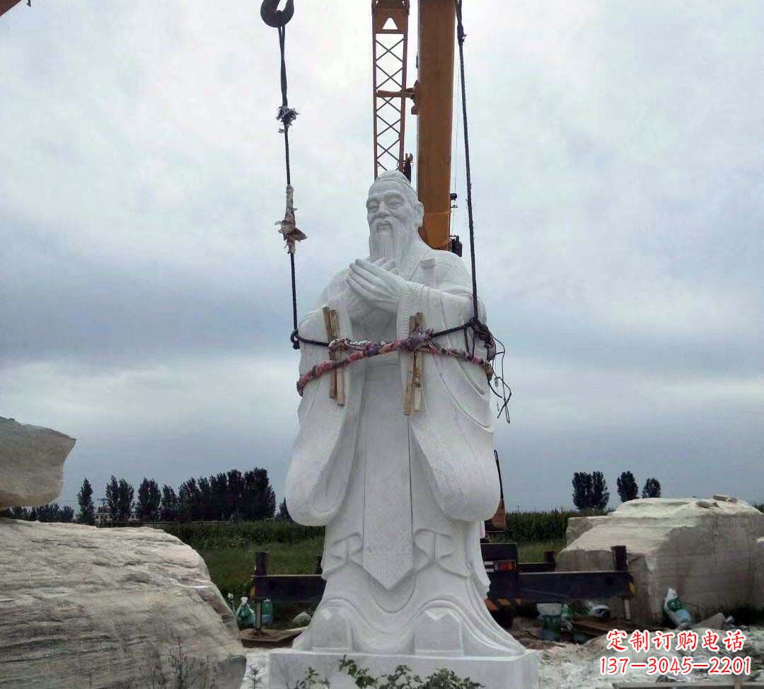 湖南超越传统汉白玉校园孔子雕塑