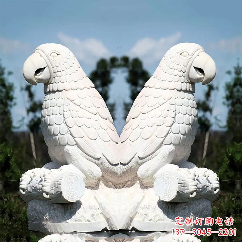 湖南汉白玉鹦鹉石雕