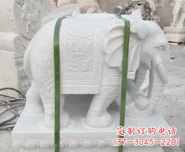 湖南汉白玉招财大象石雕 (2)