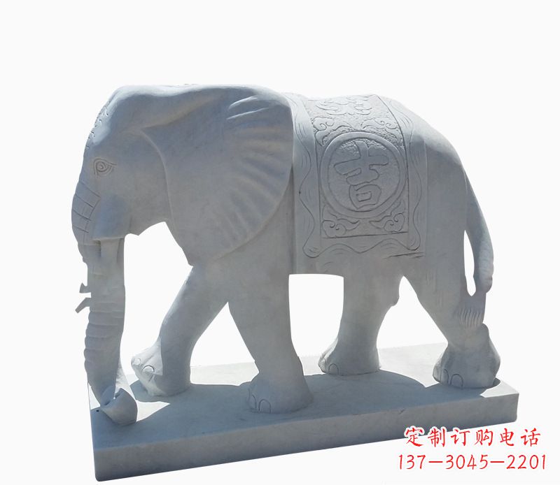 湖南桃花开,当铺金,汉白玉大象雕塑,吉祥引财