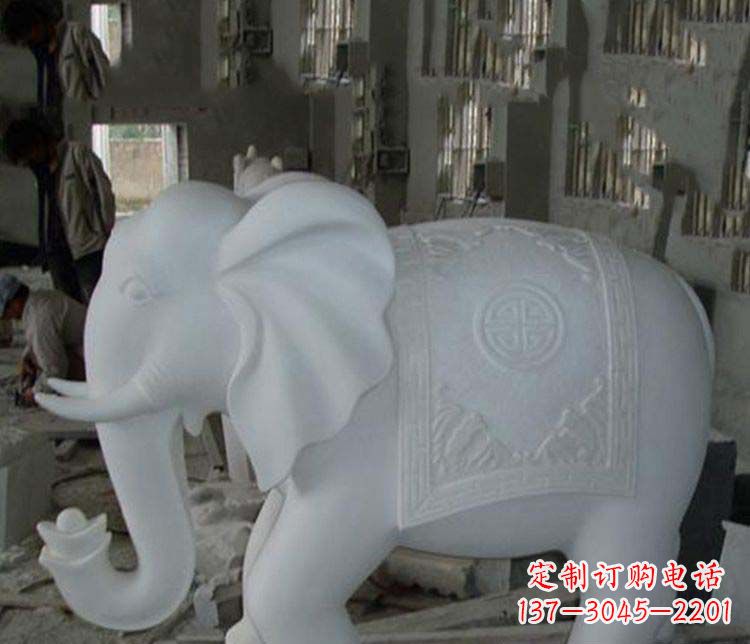 湖南汉白玉大象雕塑,带来好运